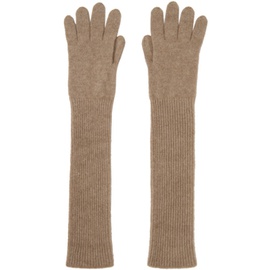 오라리 AURALEE Brown Baby Cashmere Knit Long Gloves 241484F012003