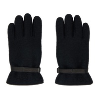 오라리 AURALEE Black Brushed Alpaca Wool Melton Gloves 241484M135002