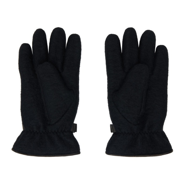  오라리 AURALEE Black Brushed Alpaca Wool Melton Gloves 241484M135002