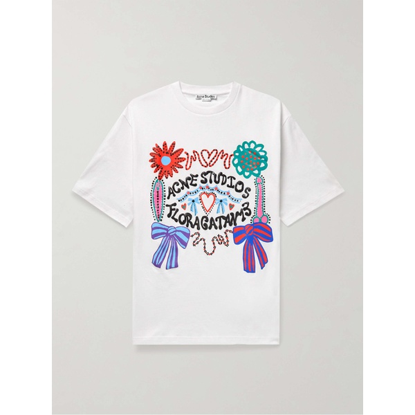 아크네스튜디오 아크네 스튜디오 ACNE STUDIOS Enriko Oversized Logo-Print Cotton-Jersey T-Shirt 1647597295206717