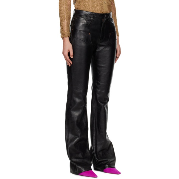아크네스튜디오 아크네 스튜디오 Acne Studios Black Paneled Leather Trousers 231129F084004