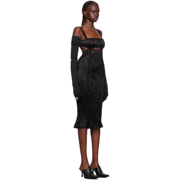 아크네스튜디오 아크네 스튜디오 Acne Studios Black Crinkled Midi Dress 232129F054011