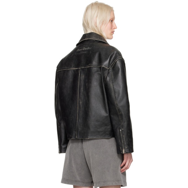 아크네스튜디오 아크네 스튜디오 Acne Studios Black Padded Leather Jacket 241129F064005