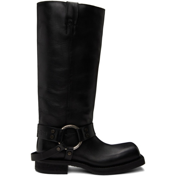 아크네스튜디오 아크네 스튜디오 Acne Studios Black Leather Buckle Tall Boots 241129F115003