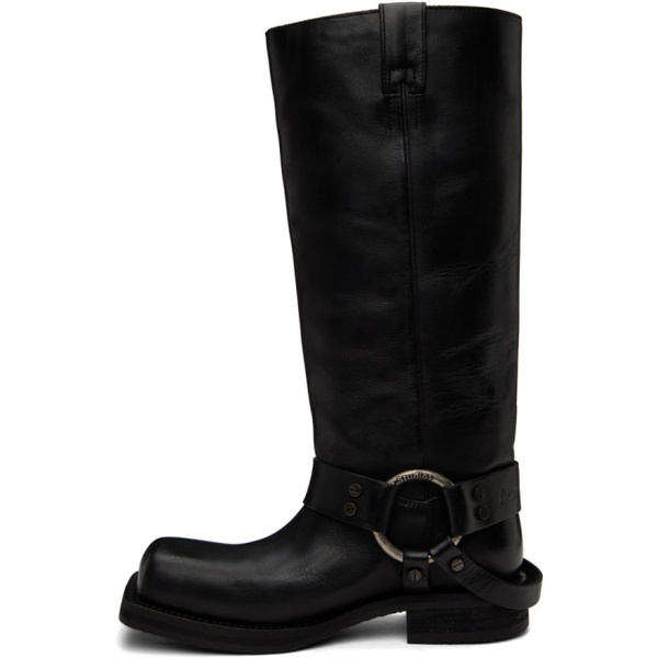 아크네스튜디오 아크네 스튜디오 Acne Studios Black Leather Buckle Tall Boots 241129F115003