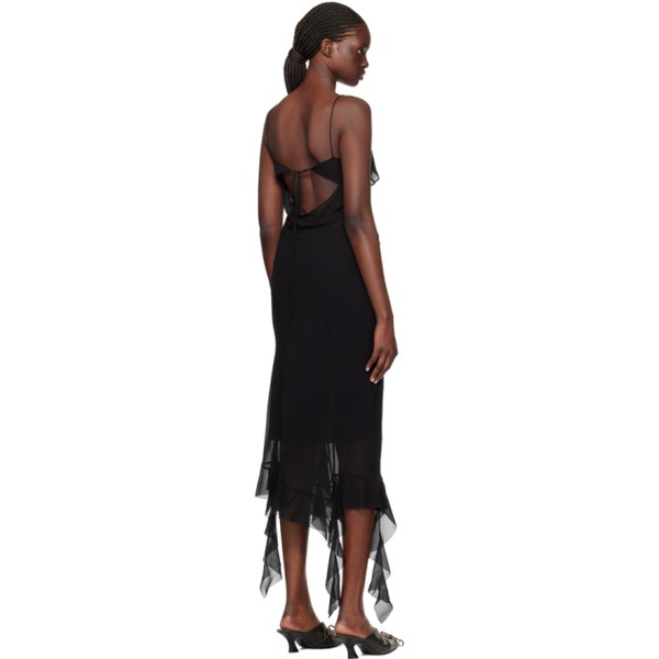 아크네스튜디오 아크네 스튜디오 Acne Studios Black Ruffle Midi Dress 241129F054005
