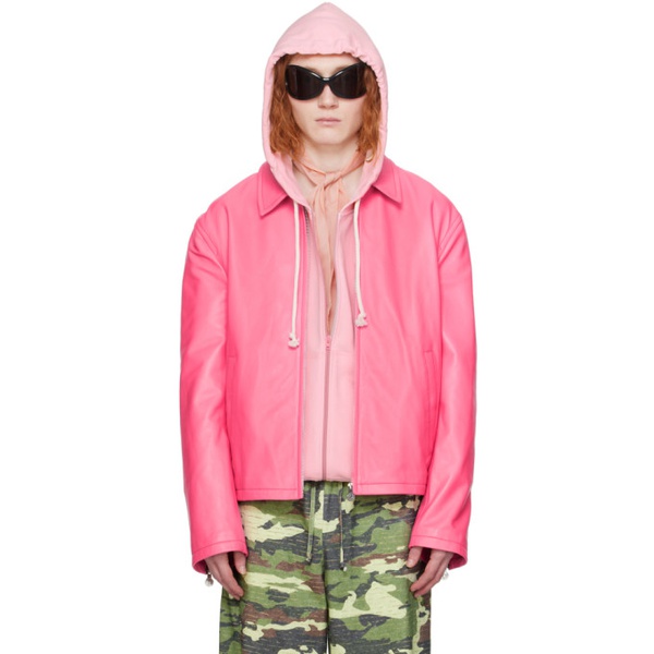 아크네스튜디오 아크네 스튜디오 Acne Studios Pink Zip Leather Jacket 241129M181007