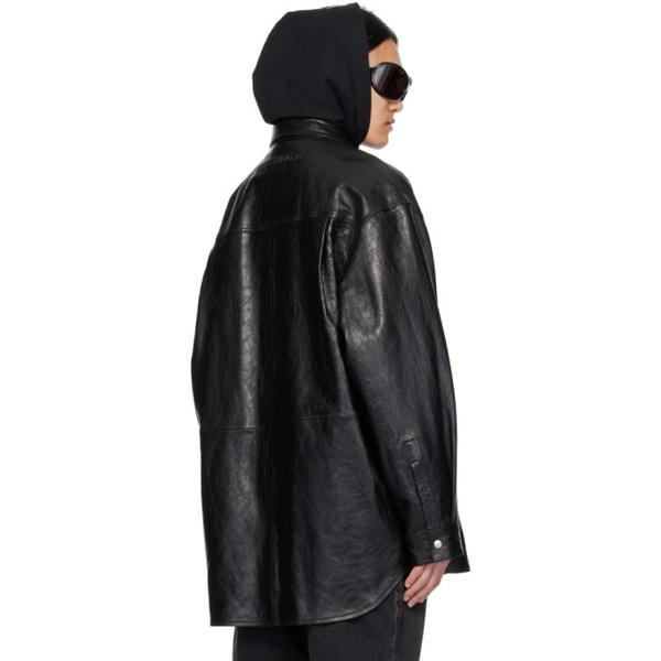 아크네스튜디오 아크네 스튜디오 Acne Studios Black Embossed Leather Jacket 241129M181005