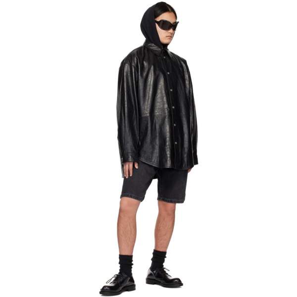 아크네스튜디오 아크네 스튜디오 Acne Studios Black Embossed Leather Jacket 241129M181005