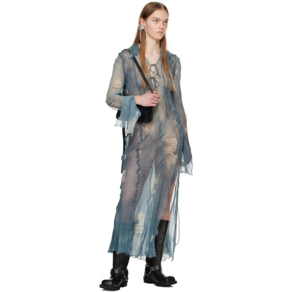아크네스튜디오 아크네 스튜디오 Acne Studios Blue Print Maxi Dress 241129F055011
