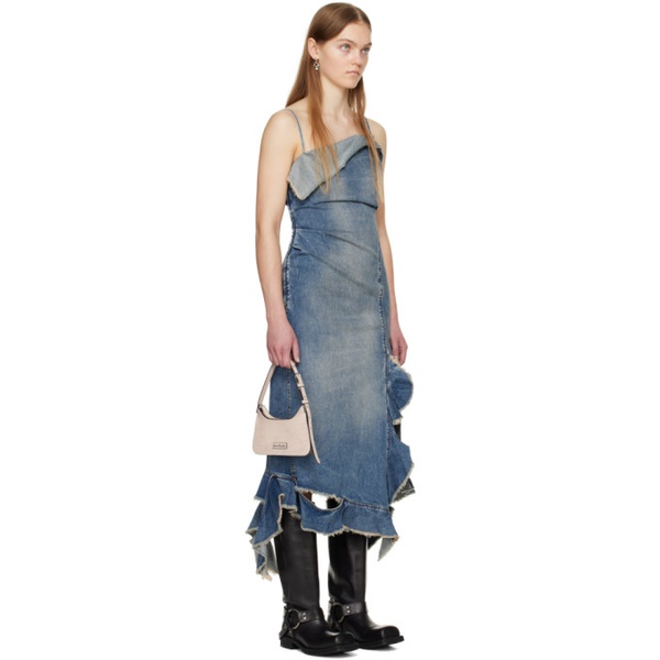 아크네스튜디오 아크네 스튜디오 Acne Studios Blue Ruffle Denim Midi Dress 241129F055010