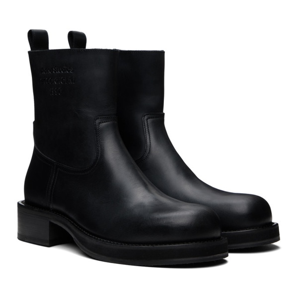 아크네스튜디오 아크네 스튜디오 Acne Studios Black Leather Waxed Boots 241129M228001