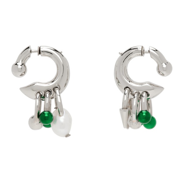 아크네스튜디오 아크네 스튜디오 Acne Studios Silver & Green Multi Charm Earrings 241129F022000