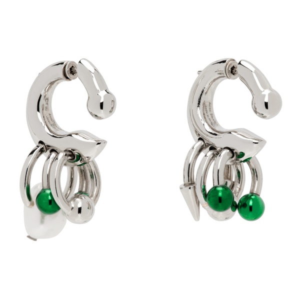 아크네스튜디오 아크네 스튜디오 Acne Studios Silver & Green Multi Charm Earrings 241129F022000