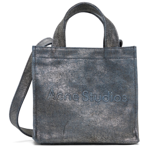아크네스튜디오 아크네 스튜디오 Acne Studios Silver & Blue Logo Mini Shoulder Tote 241129M172007