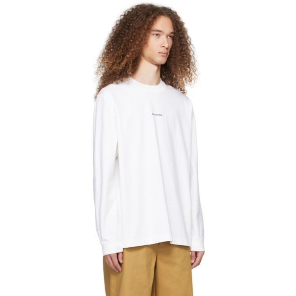 아크네스튜디오 아크네 스튜디오 Acne Studios White Printed Long Sleeve T-Shirt 241129M213045