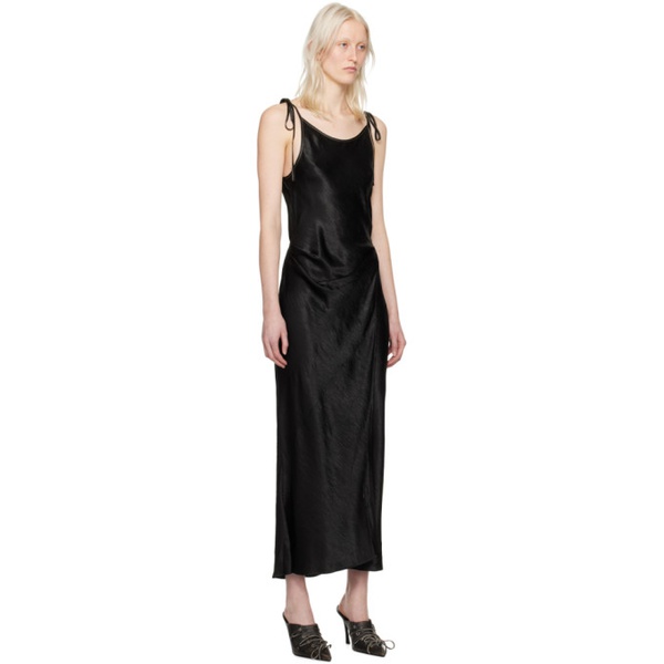 아크네스튜디오 아크네 스튜디오 Acne Studios Black Wrap Maxi Dress 241129F054000