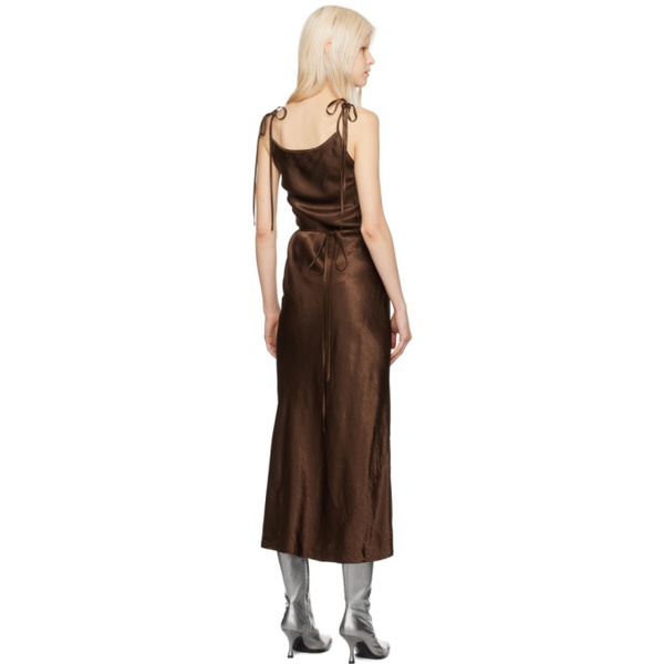 아크네스튜디오 아크네 스튜디오 Acne Studios Brown Bias-Cut Maxi Dress 241129F054002