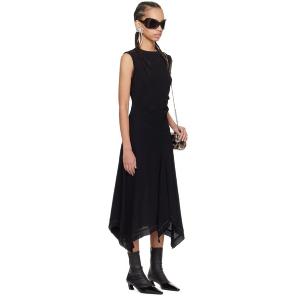 아크네스튜디오 아크네 스튜디오 Acne Studios Black Draped Midi Dress 241129F054019