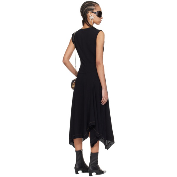 아크네스튜디오 아크네 스튜디오 Acne Studios Black Draped Midi Dress 241129F054019