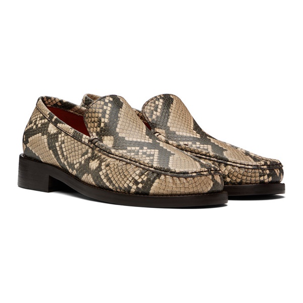 아크네스튜디오 아크네 스튜디오 Acne Studios Beige Snake Print Leather Loafers 241129M231001