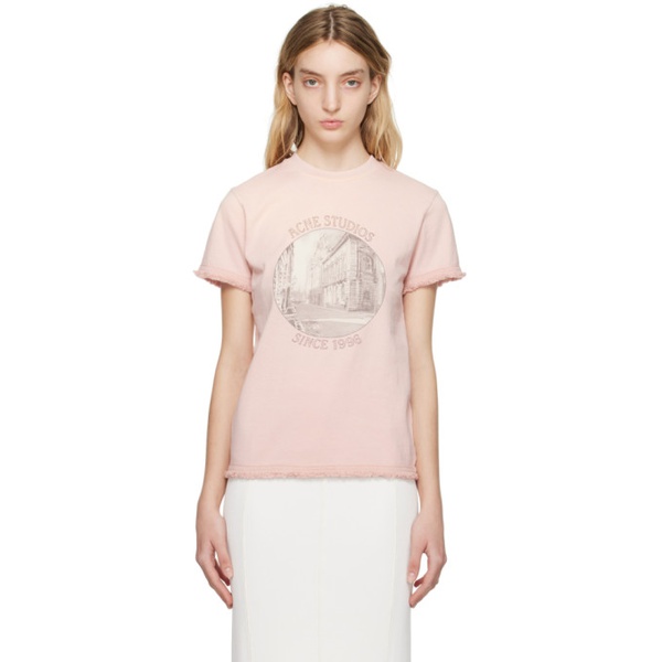 아크네스튜디오 아크네 스튜디오 Acne Studios Pink Printed T-Shirt 231129F110037