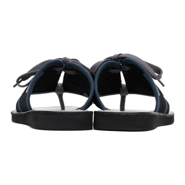 아크네스튜디오 아크네 스튜디오 Acne Studios Black & Gray Lace-Up Leather Sandals 241129M234000