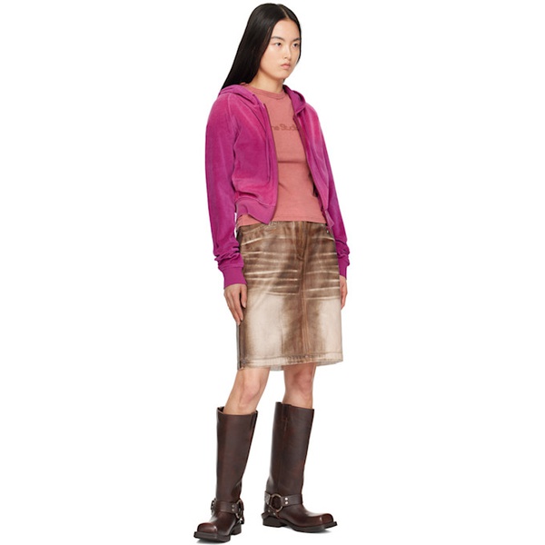 아크네스튜디오 아크네 스튜디오 Acne Studios Brown Printed Miniskirt 241129F090009