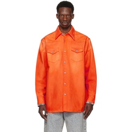 아크네 스튜디오 Acne Studios Orange Faded Denim Shirt 241129M192012