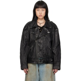 아크네 스튜디오 Acne Studios Black Crinkled Leather Jacket 232129F064009