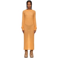 아크네 스튜디오 Acne Studios Orange Metallic Thread Maxi Dress 222129F055006