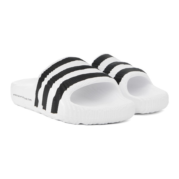 아디다스 아디다스 오리지널 Adidas Originals White & Black Adilette 22 Slides 241751M234005
