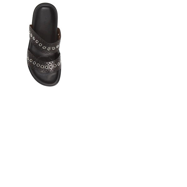  Alaia Ladies Perforated Eyelet Slides In Black AA3M022CK072 999