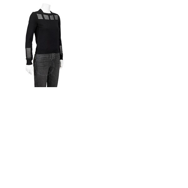  Alaia Ladies Long Sleeve Wool-Blend Openwork Detail Sweater 9H9UG49RM501-C999