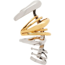 알렉산더맥퀸 Alexander McQueen Silver & Gold Multi Hoop Cuff Earring 222259F022027