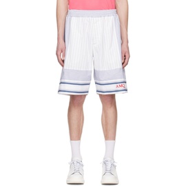 알렉산더맥퀸 Alexander McQueen White & Blue Striped Shorts 231259M193002