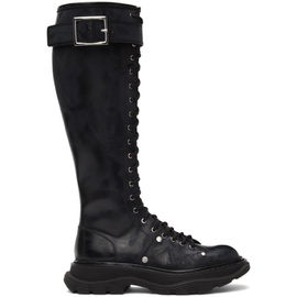 알렉산더맥퀸 Alexander McQueen Black Tread Lace-Up Tall Boots 212259F115001