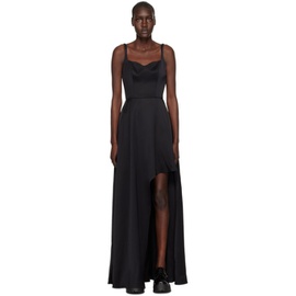 알렉산더맥퀸 Alexander McQueen Black Asymmetric Maxi Dress 231259F055001