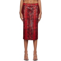 알렉산더 왕 Alexander Wang Red Snake-Embossed Leather Midi Skirt 232187F092000
