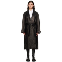 알렉산더 왕 Alexander Wang Black Shawl Leather Coat 232187F077000