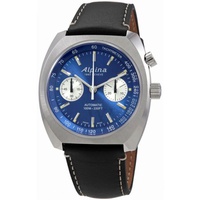 Alpina MEN'S Startimer Pilot Heritage Chronograph Leather Blue Dial Watch AL-727LNN4H6
