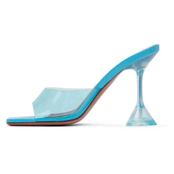  아미나 무아디 Amina Muaddi Blue Lupita Glass 95 Slipper Heeled Sandals 232415F125027