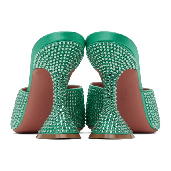  아미나 무아디 Amina Muaddi Green Lupita Crystal Heeled Sandals 232415F125049