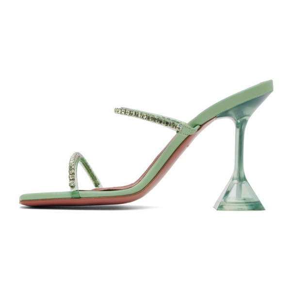  아미나 무아디 Amina Muaddi Green Gilda Slipper 95 Heeled Sandals 232415F125051