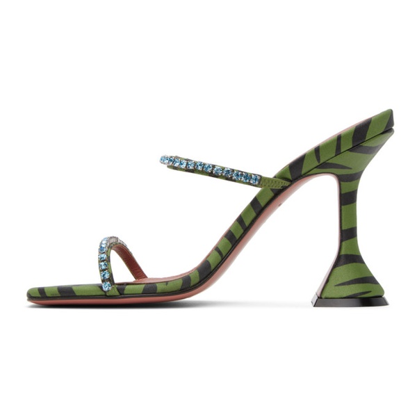  아미나 무아디 Amina Muaddi Green Gilda Slipper Heeled Sandals 232415F125084