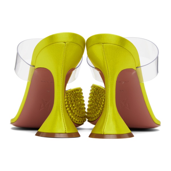  아미나 무아디 Amina Muaddi Yellow Paloma Crystal Slipper Heeled Sandals 232415F125085