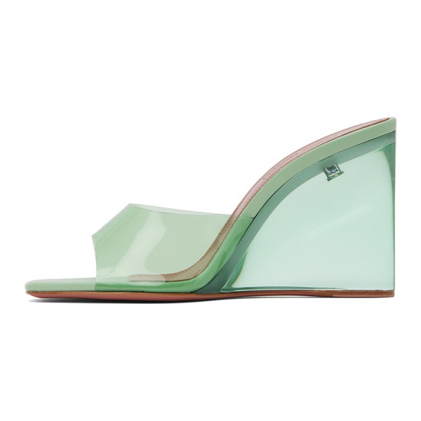  아미나 무아디 Amina Muaddi Green Lupita Glass Wedge Heeled Sandals 232415F125044