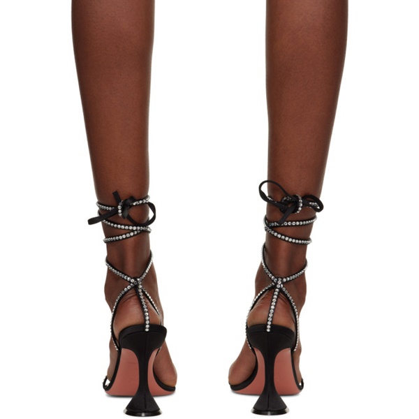  아미나 무아디 Amina Muaddi Black Vita Crystal Heeled Sandals 232415F125068