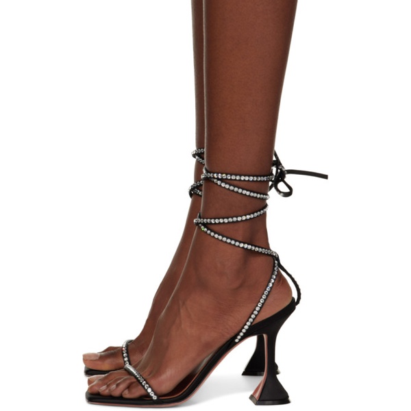  아미나 무아디 Amina Muaddi Black Vita Crystal Heeled Sandals 232415F125068