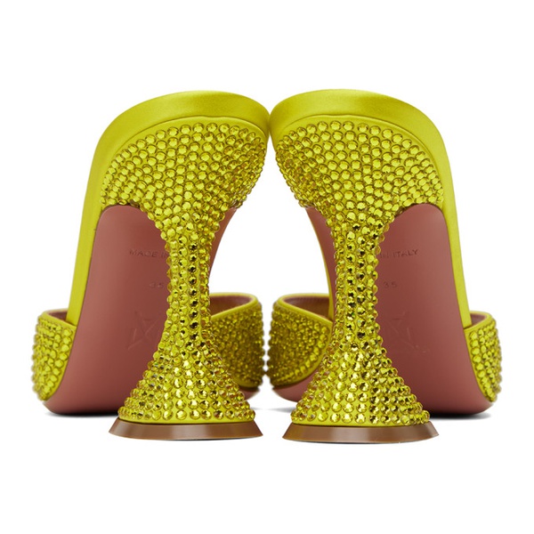  아미나 무아디 Amina Muaddi Yellow Caroline Crystal Heeled Sandals 232415F125046